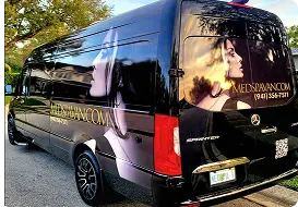 Seating and workspace inside mobile med spa