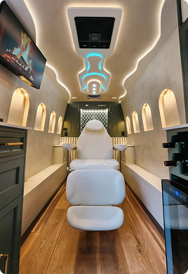 Close-up of mobile med spa fixtures